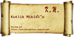 Kutlik Miklós névjegykártya